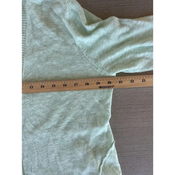 Eileen Fisher Aurora Open Cardigan Linen Cotton Mint Green Blue Shawl Collared S - Picture 5 of 6